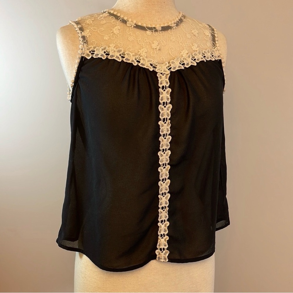 Sleeveless Black Embroidered Top